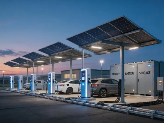 Commercial EV charging depot with renewable power